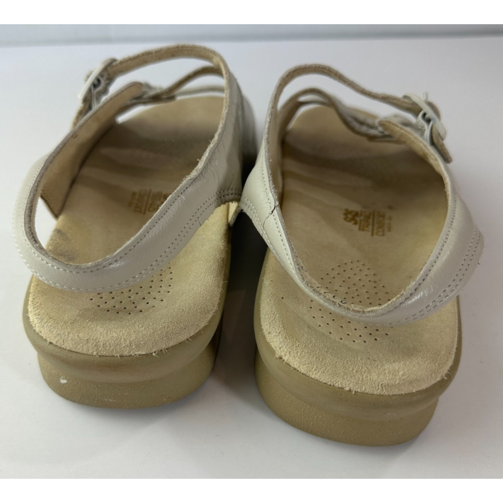 SAS Slingback Triple Buckle Leather Sandals Tripad Comfort Flats Beige Size 9M 9 - Picture 10 of 15
